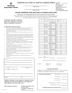 Kentucky Indoor Electrical Service Order Form