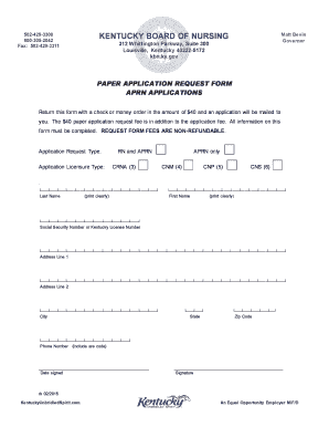 Kentucky APRN Application Request Form