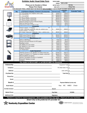 Exhibitor Audio Visual Order Form