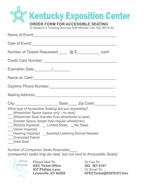 Order Form for Accessible Seating