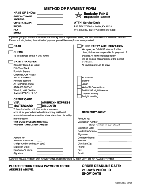 Kentucky Fair Payment Method Form