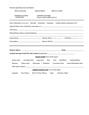 Louisiana Tobacco Retail Dealer Permit Application