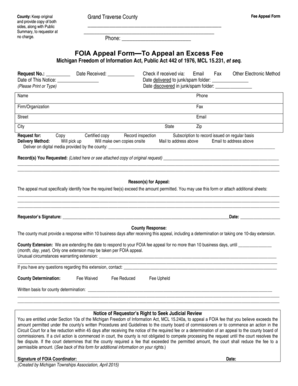 Michigan FOIA Fee Appeal Form