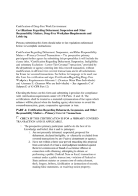 US Federal Drug-Free Workplace Certification Form