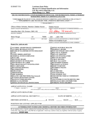 Louisiana State Background Check Request Form
