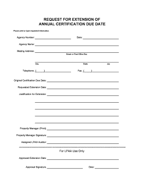 Request for Extension of Annual Certification Due Date