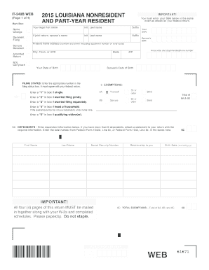Louisiana Nonresident and Part-Year Resident Tax Form