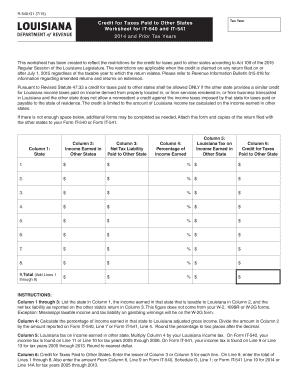 Louisiana Credit for Taxes Paid to Other States