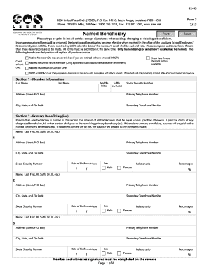 Louisiana School Employees' Retirement System Beneficiary Form
