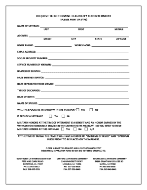 Request to Determine Eligibility for Interment
