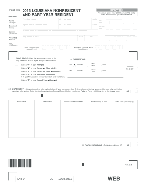 Louisiana Nonresident Tax Form IT-540B 2013