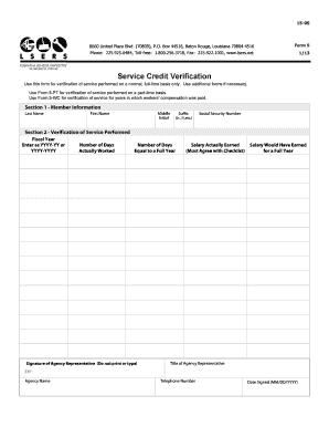 Service Credit Verification Form
