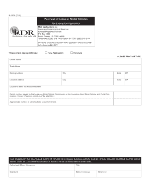 Louisiana Vehicle Lease Tax Exemption Application