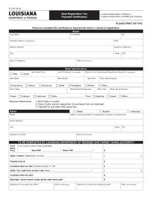 Louisiana Boat Registration Tax Form