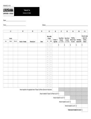 Louisiana Tobacco Tax Credit Schedule