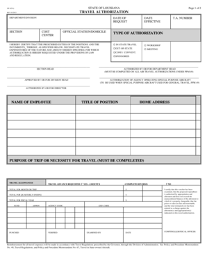 Louisiana Travel Authorization Form