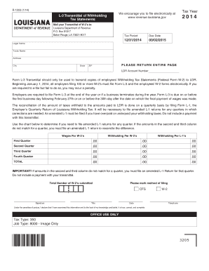 Louisiana L-3 Transmittal of Withholding