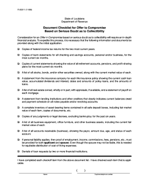 Louisiana Offer in Compromise Form