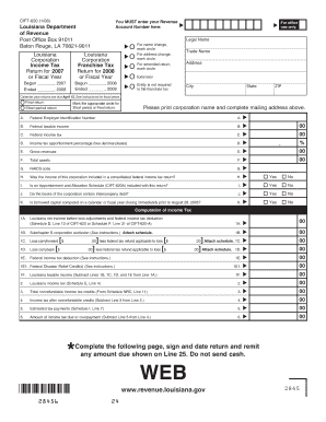 Louisiana Corporation Income Tax Franchise Tax Return