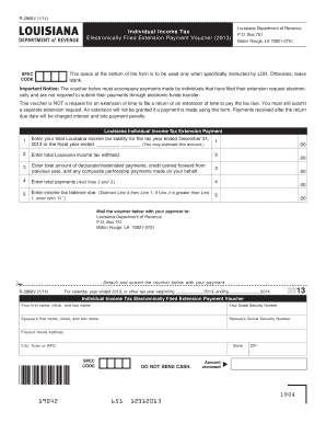 Louisiana Individual Income Tax Extension Payment Voucher