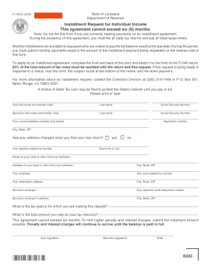 Louisiana Individual Income Installment Request