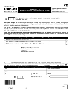 Louisiana Corporation Tax Extension Payment Voucher