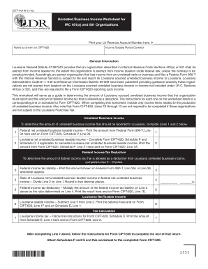 Louisiana Unrelated Business Income Worksheet