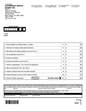 Louisiana Automobile Rental Excise Tax Form