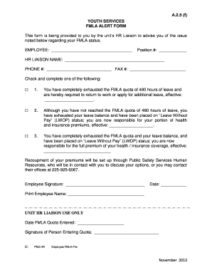 FMLA Alert Form