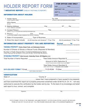 Maine Holder Report Form