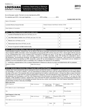 Louisiana Corporation Income Franchise Tax Declaration
