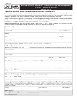 Louisiana Sales Tax Exemption Application for Nonprofits