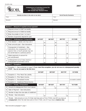 2007 New York Underpayment of Individual Income Tax Penalty Computation