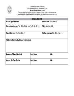 Louisiana Secure Address Form