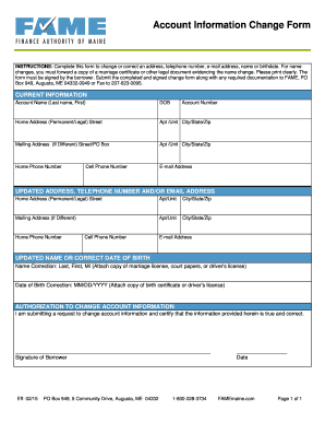 Account Information Change Form