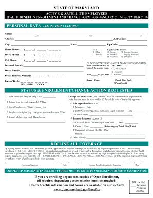 Maryland Health Benefits Enrollment Form