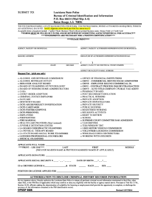 Louisiana State Background Check Request Form