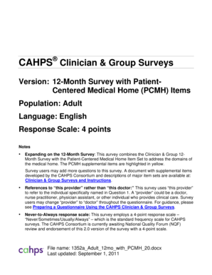 CAHPS Clinician & Group Survey