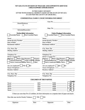 Nevada Child Support Enforcement Form
