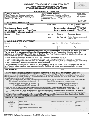 Maryland Application for Assistance