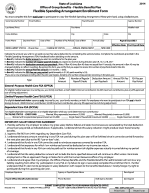 Louisiana Flexible Spending Arrangement Enrollment Form
