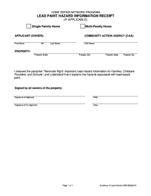 Lead Paint Hazard Information Receipt