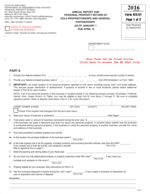 Maryland Personal Property Return Form AT3-51