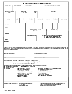 Special Payments Payroll Authorization