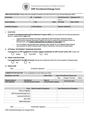 Massachusetts ORP Enrollment Form