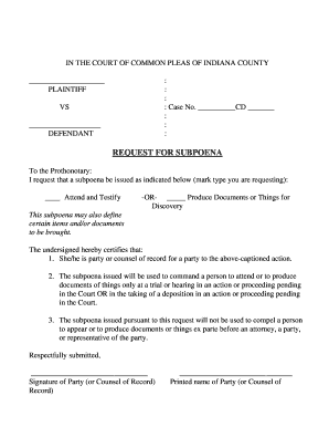 Request for Subpoena