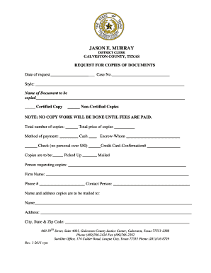 Galveston County Document Copy Request Form