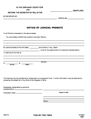 Notice of Judicial Probate