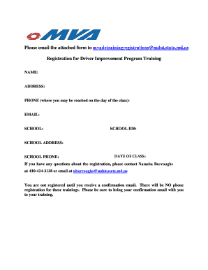 Driver Improvement Program Registration Form