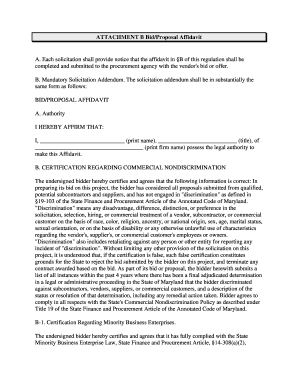 Maryland Bid/Proposal Affidavit